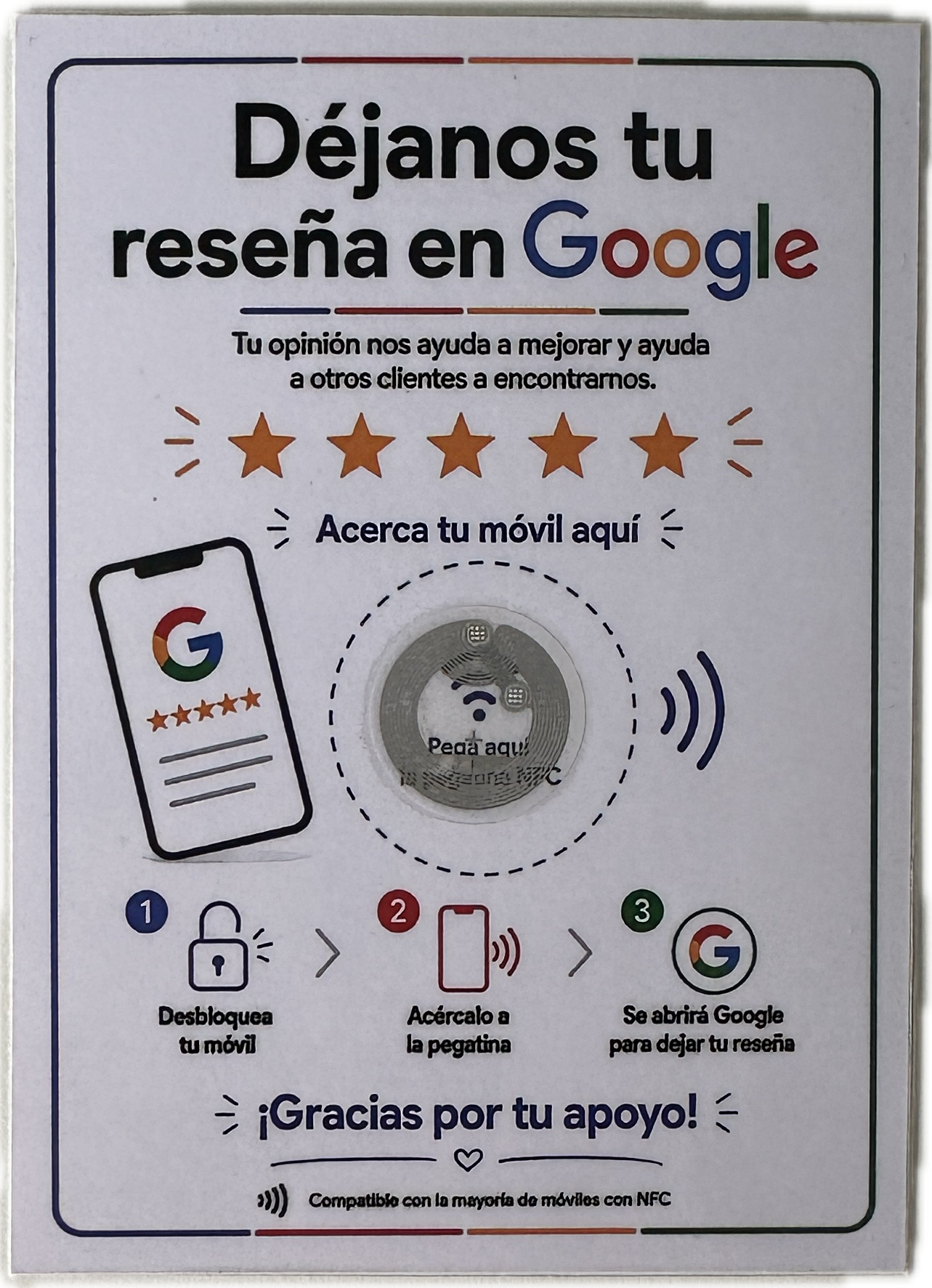 Tarjeta NFC para reseñas de Google
